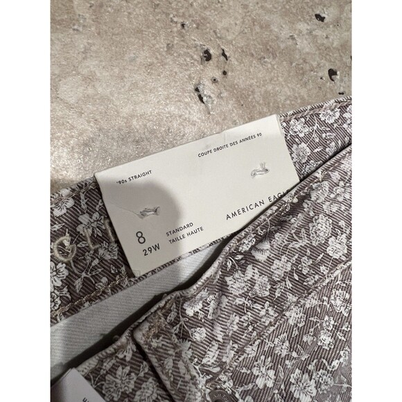 American Eagle Jeans Womens 8 90's Straight Leg Regular Floral Flower AOP NEW - Picture 4 of 12